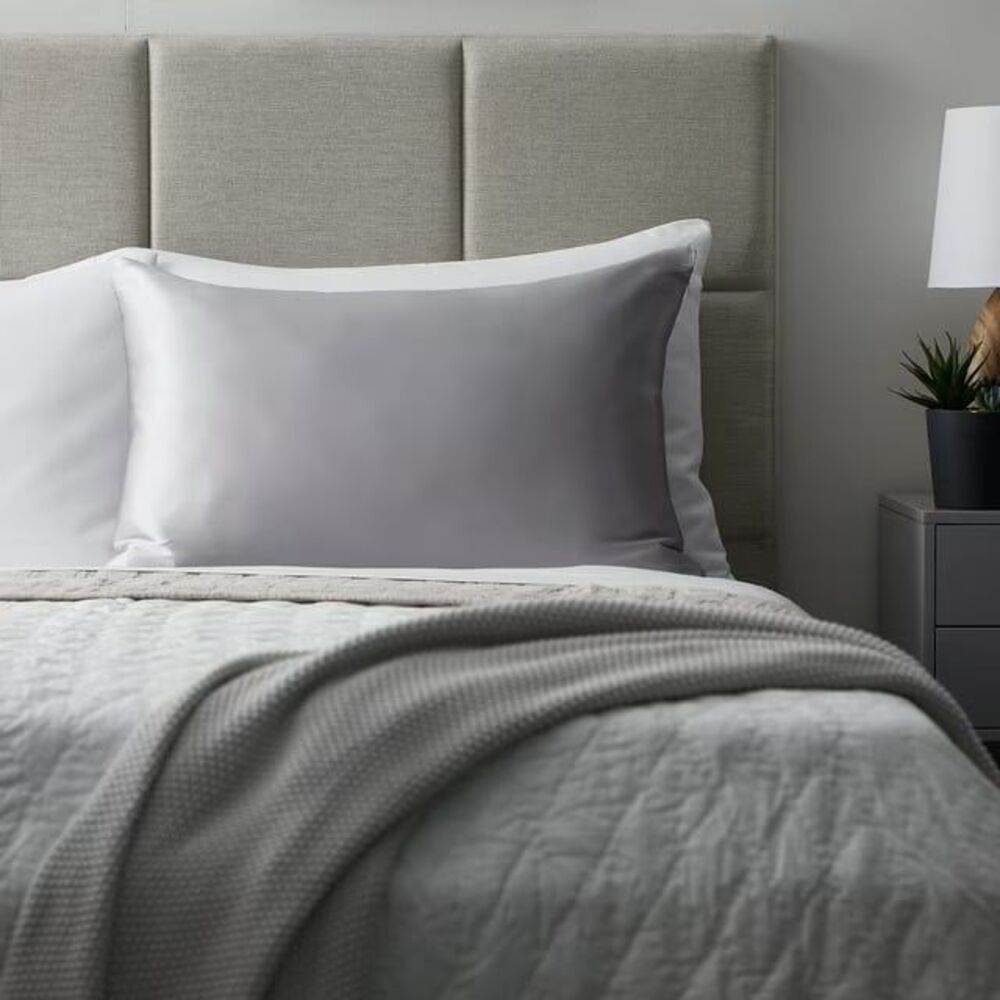 Silk Pillow Case Mulberry Silk Satin Pillow Sham Oeko-Tex Gray/Slvr Sz STD/Queen